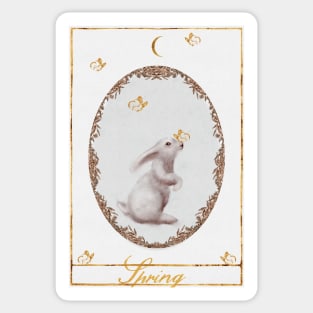 Tarot Card Gold Watercolor Rabbit| Gold Crescent Moon| Gold Butterflies Sticker